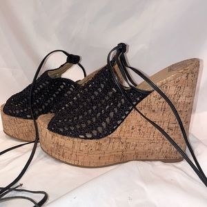 TONY BIANCO crochet tie up wedges